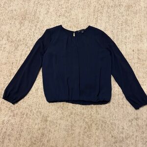 TOMMY HILFIGER WOMEN TOP SIZE Medium Bubble Blouse Lightweight Airy Navy Blue